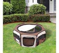 HOMCOM Foldable Pet Playpen - Brown/Cream, Multi