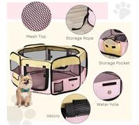 PawHut Fabric Pet Dog Cat Puppy Playpen Rabbit Guinea Pig Play Pen in Pink Small