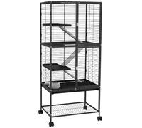Pawhut Ferret Cage 136Cm Rolling Small Animal Cage W/ 3 Doors, Storage Shelf