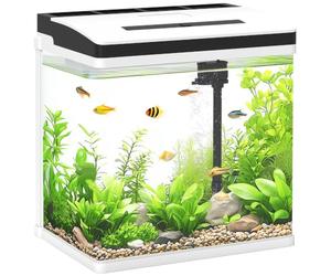 PawHut Fish Tank 28L Glass Aquarium with Filter for Goldfish 38 x 26 x 40cm | LED Lighting, Water Pump for Bettas, Guppies, Mini Parrot Fishes, Shrimp