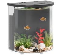 PawHut Fish Tank, 3L Nano Aquarium Starter Kit with Filter System, LED Light, Small Fish Tank for Betta, Goldfish, Shrimp, Black, Black