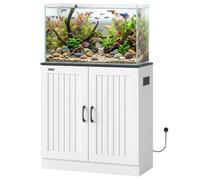 PawHut Fish Tank Stand, 20-29 Gallon Aquarium Stand w/ Power Outlets, White | Wooden Aquarium Cabinet with Cabinet Storage and Anti-Tip Kit for Home, Living Room, 78 x 35 x 80 cm