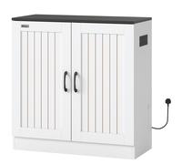 PawHut Fish Tank Stand, 20-29 Gallon Aquarium Stand with Cabinet Storage, Power Outlets and Anti-Tip Kit, White