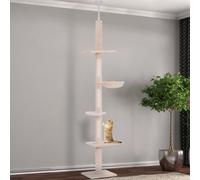 Pawhut Floor To Ceiling Cat Tree 5-Tier Climbing Tower Scratching Post Beige