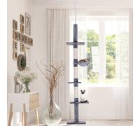 Pawhut Floor To Ceiling Cat Tree 5-Tier Climbing Tower Scratching Post Grey