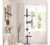 PawHut Floor to Ceiling Cat Tree 5-Tier Climbing Tower Scratching Post Grey