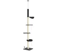 PawHut Floor To Ceiling Cat Tree 5 Tier for Indoor Cats 240-270cm Dark Grey