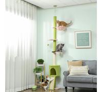 PawHut Floor to Ceiling Cat Tree Adjustable Height 220-240 cm Cat Tower