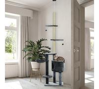Pawhut Floor To Ceiling Cat Tree Adjustable Height 220-265Cm, Dark Grey