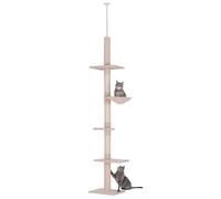 PawHut Floor to Ceiling Cat Tree for Indoor Cats 5-Tier Kitty Tower Beige