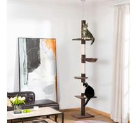 PawHut Floor to Ceiling Cat Tree for Indoor Cats 5-Tier Kitty Tower Brown