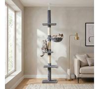 PawHut Floor to Ceiling Cat Tree for Indoor Cats 5-Tier Kitty Tower Grey