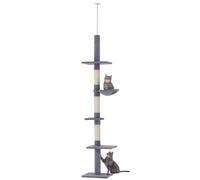 PawHut Floor to Ceiling Cat Tree for Indoor Cats 5-Tier Kitty Tower Grey
