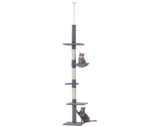 PawHut Floor to Ceiling Cat Tree for Indoor Cats 5-Tier Kitty Tower Grey