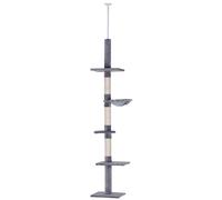 PawHut Floor to Ceiling Cat Tree for Indoor Cats 5-Tier Kitty Tower Grey | TJ Hughes