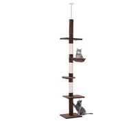 Pawhut Floor To Ceiling Cat Tree For Indoor Cats 5-Tier Scratching Post 230-260Cm In Brown Brown