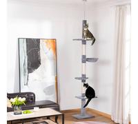 PawHut Floor to Ceiling Cat Tree for Indoor Cats 5-Tier Kitty Tower Grey