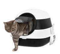 PawHut Foldable Cat Litter Tray Hooded Cat Litter Box w/High Side, Black