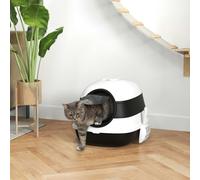 PawHut Foldable Cat Litter Tray Hooded Cat Litter Box w/ High Side, Black - Black - PP, ABS - 1