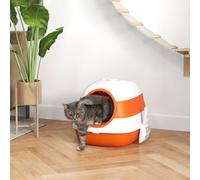 Pawhut Foldable Cat Litter Tray Hooded Cat Litter Box W/ High Side In Orange Orange