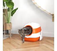 Pawhut Foldable Cat Litter Tray Hooded Cat Litter Box W/ High Side, Orange