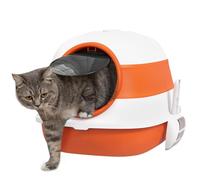 PawHut Foldable Cat Litter Tray Hooded Cat Litter Box w/High Side, Orange