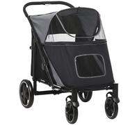 PawHut Foldable Dog Carriage w/ Universal Wheels - Black