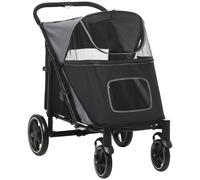 PawHut Foldable Dog Carriage with Universal Wheels Shock Absorber - Black