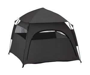 PawHut Foldable Dog Cat Tent for Extra Large Dog Cat Charcoal Grey | Portabl Pet Playpen, Water-Resistant Oxford Cloth, Carry Bag, Exercise Tent, Indoor Outdoor Use