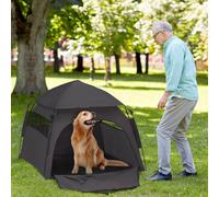 Pawhut Foldable Dog Cat Tent With Waterproof Oxford Cloth, Carry Bag In Dark Grey Dark Grey