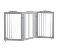 PawHut Foldable Dog Gate Freestanding Pet Gate for Doorways Stairs Grey