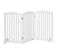 PawHut Foldable Dog Gate, Freestanding Pet Gate with Two Support Feet | Dog Barrier, Two Support Feet, for Halls