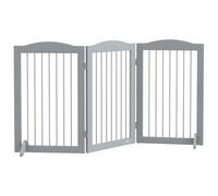PawHut Foldable Dog Gate, Freestanding Pet Gate, with Two Support Feet, for Staircases, Hallways, Doorways - Grey Aosom UK