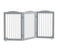PawHut Foldable Dog Gate, Freestanding Pet Gate with Two Support Feet - Grey