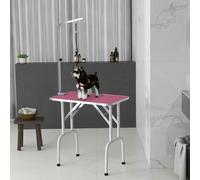 PawHut Foldable Dog Grooming Table Adjustable Arm 81x49x80 cm, Pink