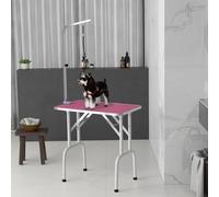 Pawhut Foldable Dog Grooming Table Adjustable Arm 81X49X80 Cm In Pink Pink