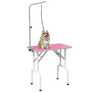 PawHut Foldable Dog Grooming Table Adjustable Arm 81x49x80 Cm - Pink | TJ Hughes