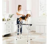 PawHut Foldable Dog Grooming Table Adjustable Arm for Small Dogs - 81 x 48.5 x 80 cm - 1 - Black