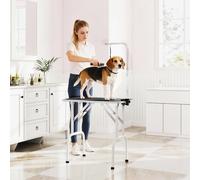 Pawhut Foldable Dog Grooming Table Adjustable Arm For Small Dogs 81X49X80 Cm In Black Black