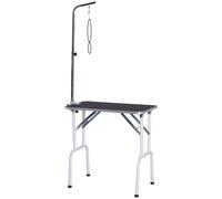 PawHut 32" Foldable Dog Grooming Table Pet Drying Beauty Table Adjustable Fixed Arm Rubber Top, Black
