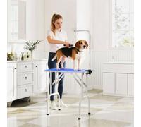 PawHut Foldable Dog Grooming Table Adjustable Arm for Small Dogs, Blue
