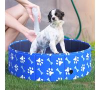 PawHut Foldable Dog Paddling Pool Pet Cat Swimming Pool Indoor/Outdoor Collapsible Bathing Tub Shower Tub Puppy ?100 × 30H cm M Sized
