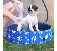 PawHut Foldable Dog Paddling Pool Pet Cat Swimming Pool Indoor/Outdoor Collapsible Bathing Tub Shower Tub Puppy ?80 × 20H cm S Sized