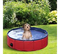 PawHut Foldable Dog Paddling Pool Pet Cat Swimming Pool Indoor/Outdoor Collapsible Summer Bathing Tub Shower Tub Puppy Washer ?80 × 20H cm