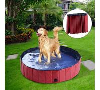 PawHut Foldable Dog Paddling Pool Pet Cat Swimming Pool Indoor/Outdoor Collapsible Summer Bathing Tub Shower Tub Puppy Washer ?140 x 30H cm