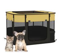 PawHut Foldable Dog Pen with Storage Bag for Indoor/Outdoor Use, Yellow Aosom UK