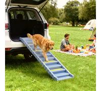 Pawhut Foldable Dog Ramp For Car, Non-Slip Dog Stairs For Suvs Truck, Grey