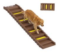 PawHut Foldable Dog Ramp for Cars High Bed, Portable 10-Step, Brown