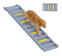 PawHut Foldable Dog Ramp for Cars High Bed Portable 10-Step Pet Steps Grey