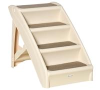 Pawhut Four-Step Foldable Pet Stairs W/ Non-Slip Mats, For S, Xs Dogs - Beige
